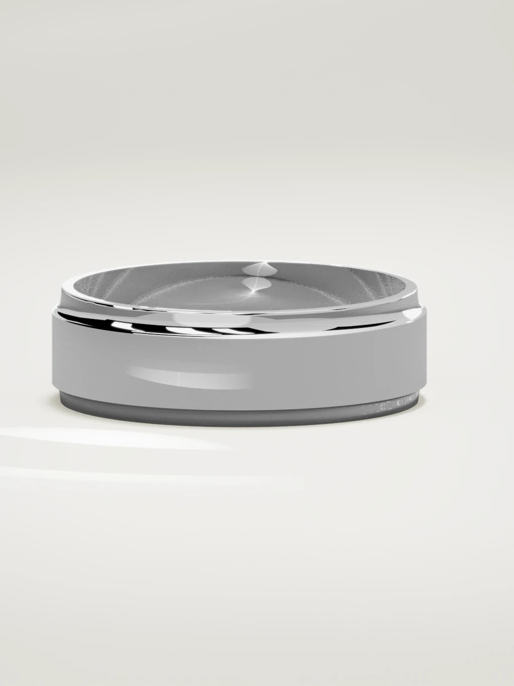 The Marco beveled-edge men's wedding band in 14K white gold, 7 mm, three-quarter view