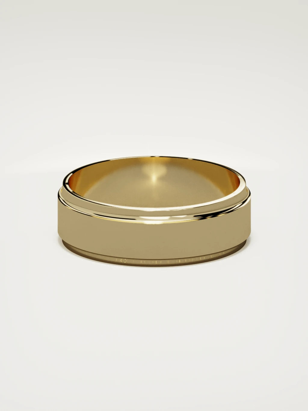 The Marco beveled-edge men's wedding band in 14K yellow gold, 7 mm, back view
