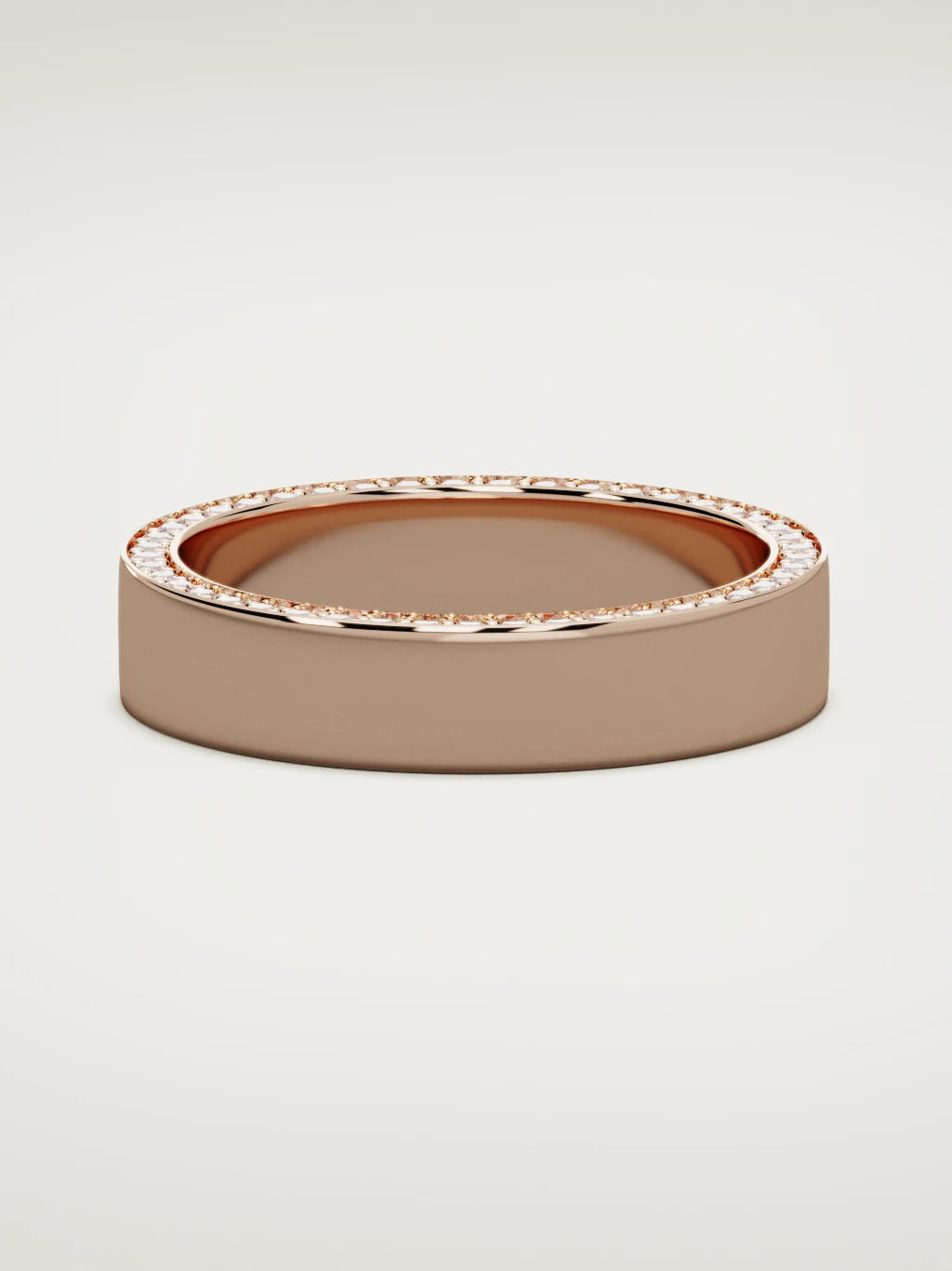 The Borde side pave men's wedding band in 14K rose gold, 5 mm, front view