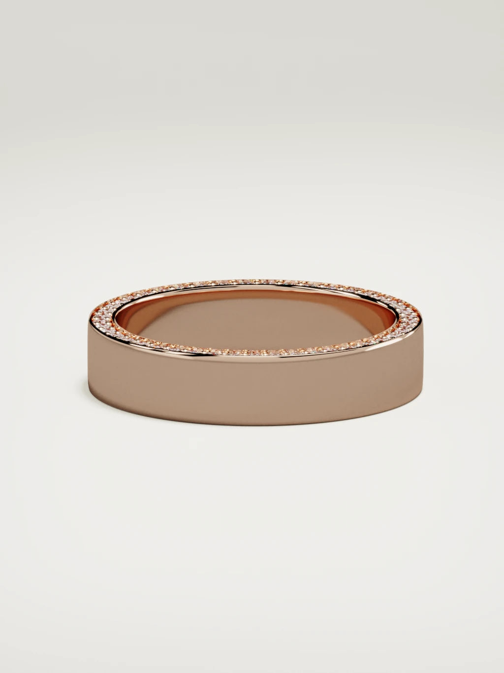 The Borde side pave men's wedding band in 14K rose gold, 5 mm, side view