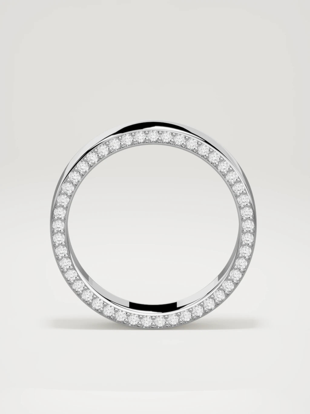 The Borde side pave men's wedding band in 14K white gold, 5 mm, standing front view
