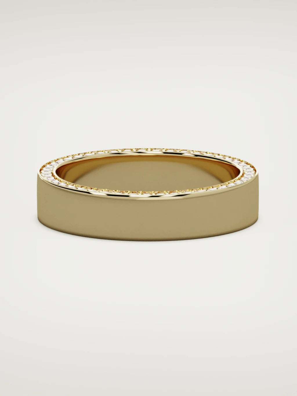The Borde side pave men's wedding band in 14K yellow gold, 5 mm, front view