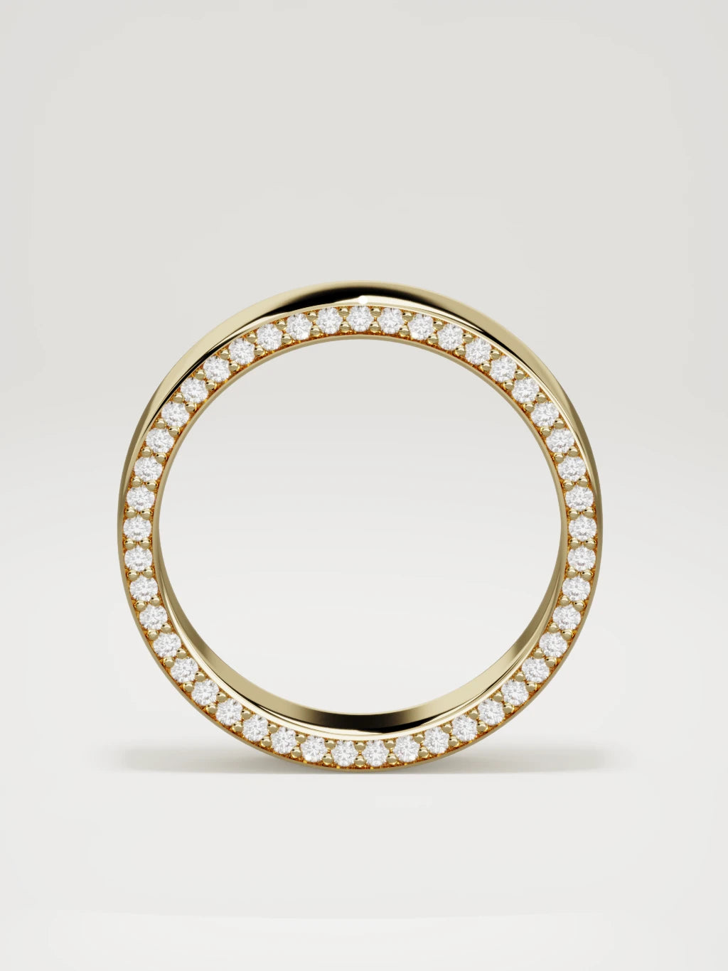 The Borde side pave men's wedding band in 14K yellow gold, 5 mm, standing front view