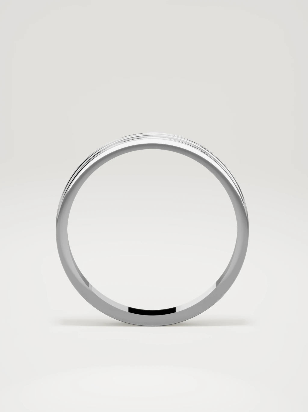The Valle channel men's wedding band in 14K white gold, 3 mm, standing front view