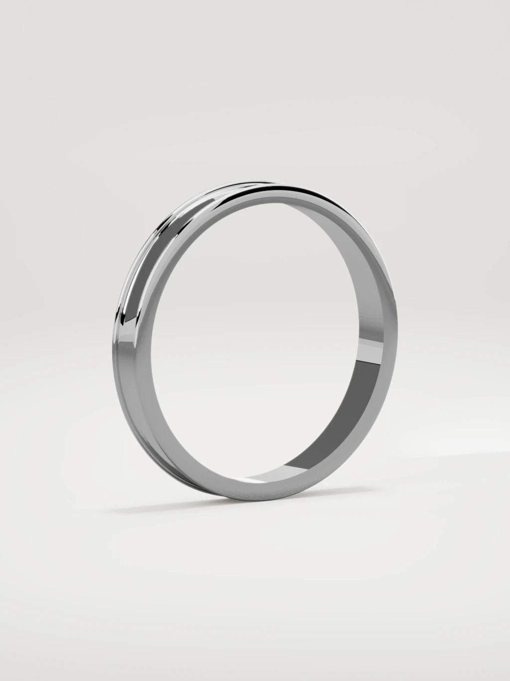 The Valle channel men's wedding band in 14K white gold, 3 mm, standing three-quarter view