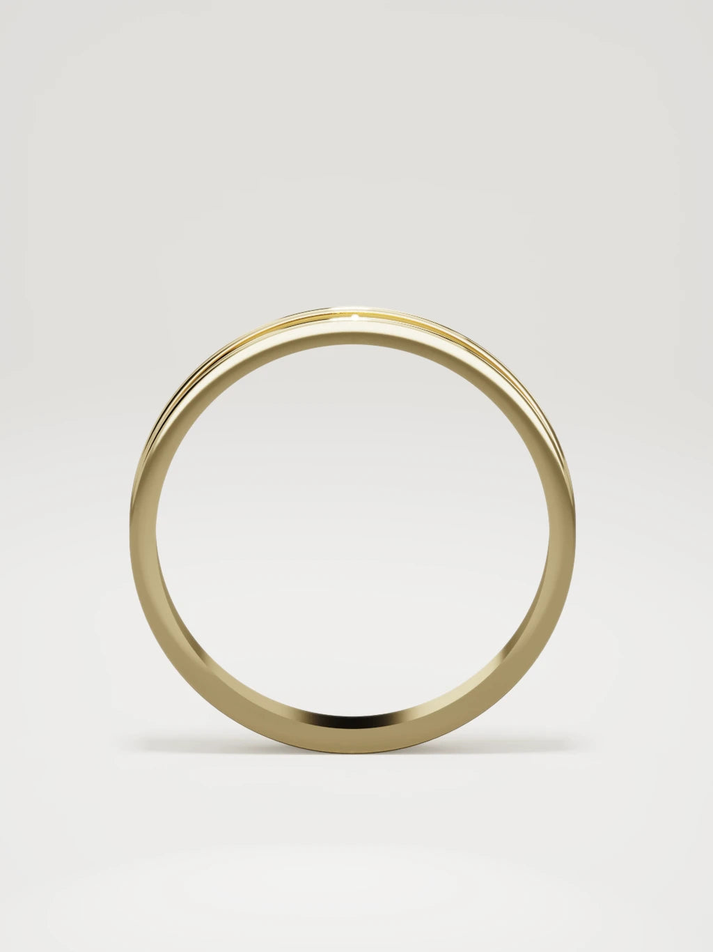 The Valle channel men's wedding band in 14K yellow gold, 3 mm, standing front view