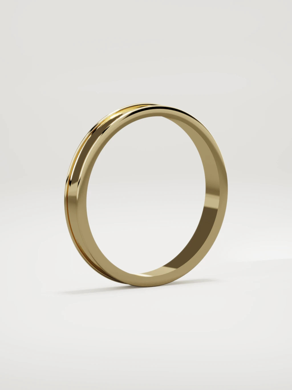 The Valle channel men's wedding band in 14K yellow gold, 3 mm, standing three-quarter view