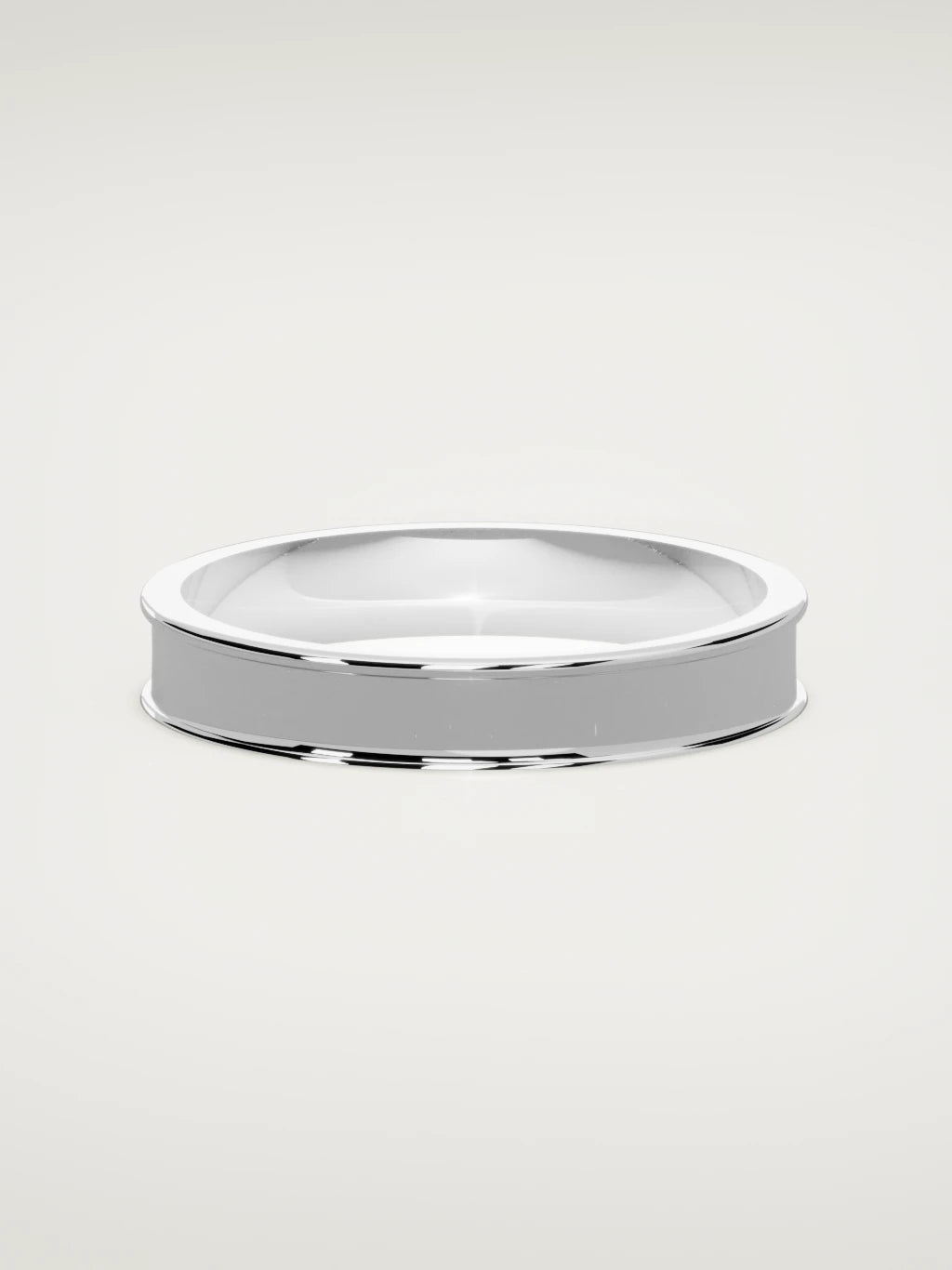 The Valle channel men's wedding band in 14K white gold, 4 mm, front view