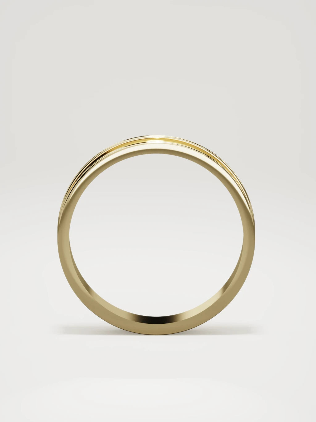 The Valle channel men's wedding band in 14K yellow gold, 4 mm, standing front view