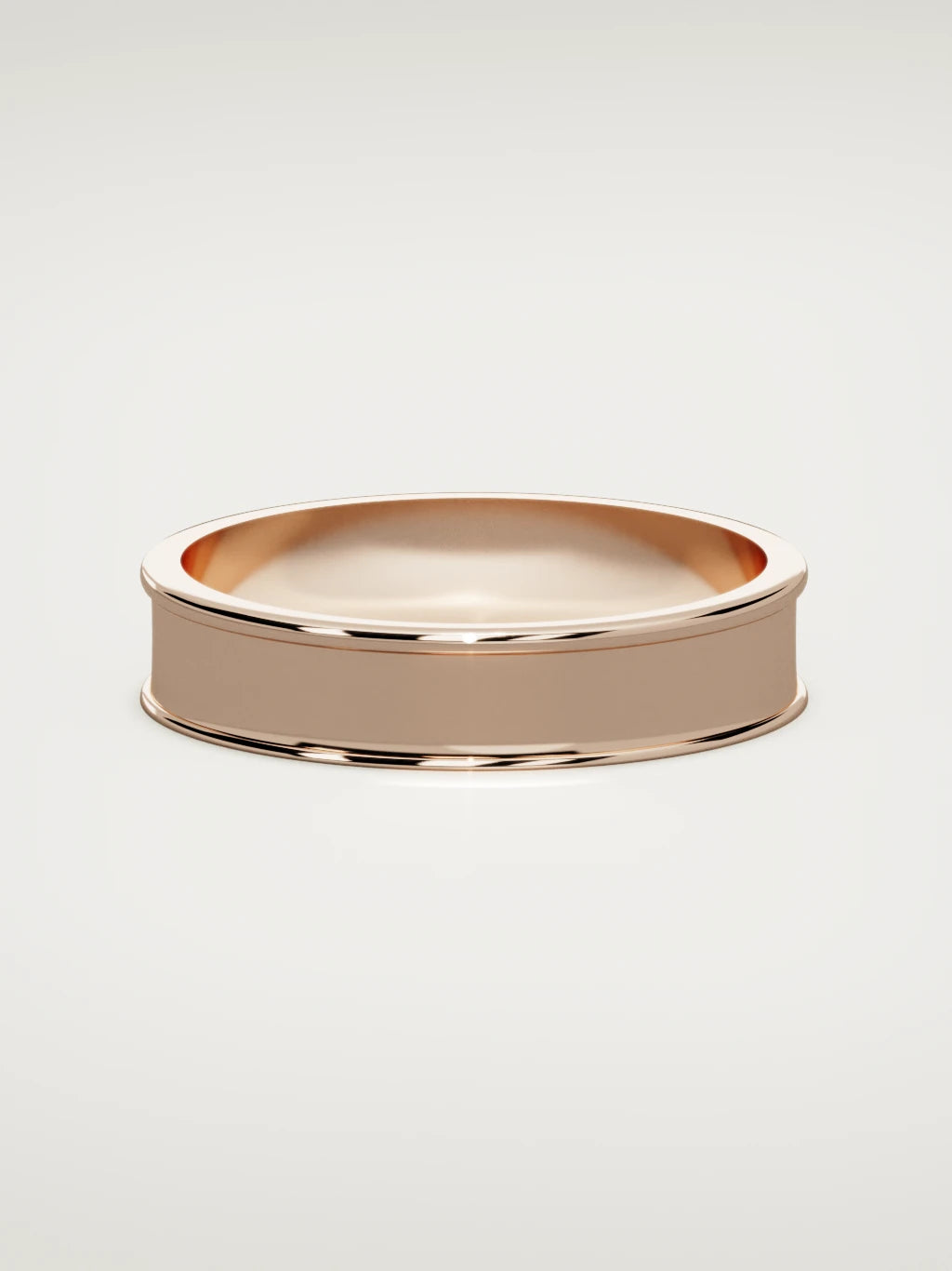 The Valle channel men's wedding band in 14K rose gold, 5 mm, front view
