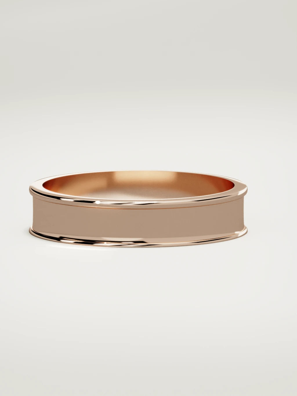The Valle channel men's wedding band in 14K rose gold, 5 mm, three-quarter view