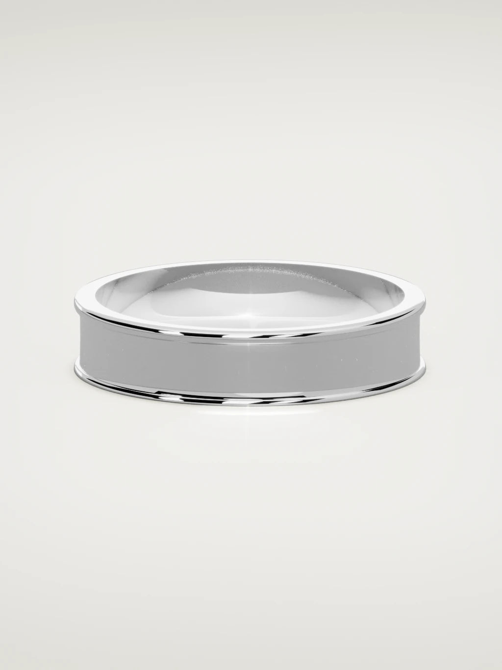 The Valle channel men's wedding band in 14K white gold, 5 mm, front view