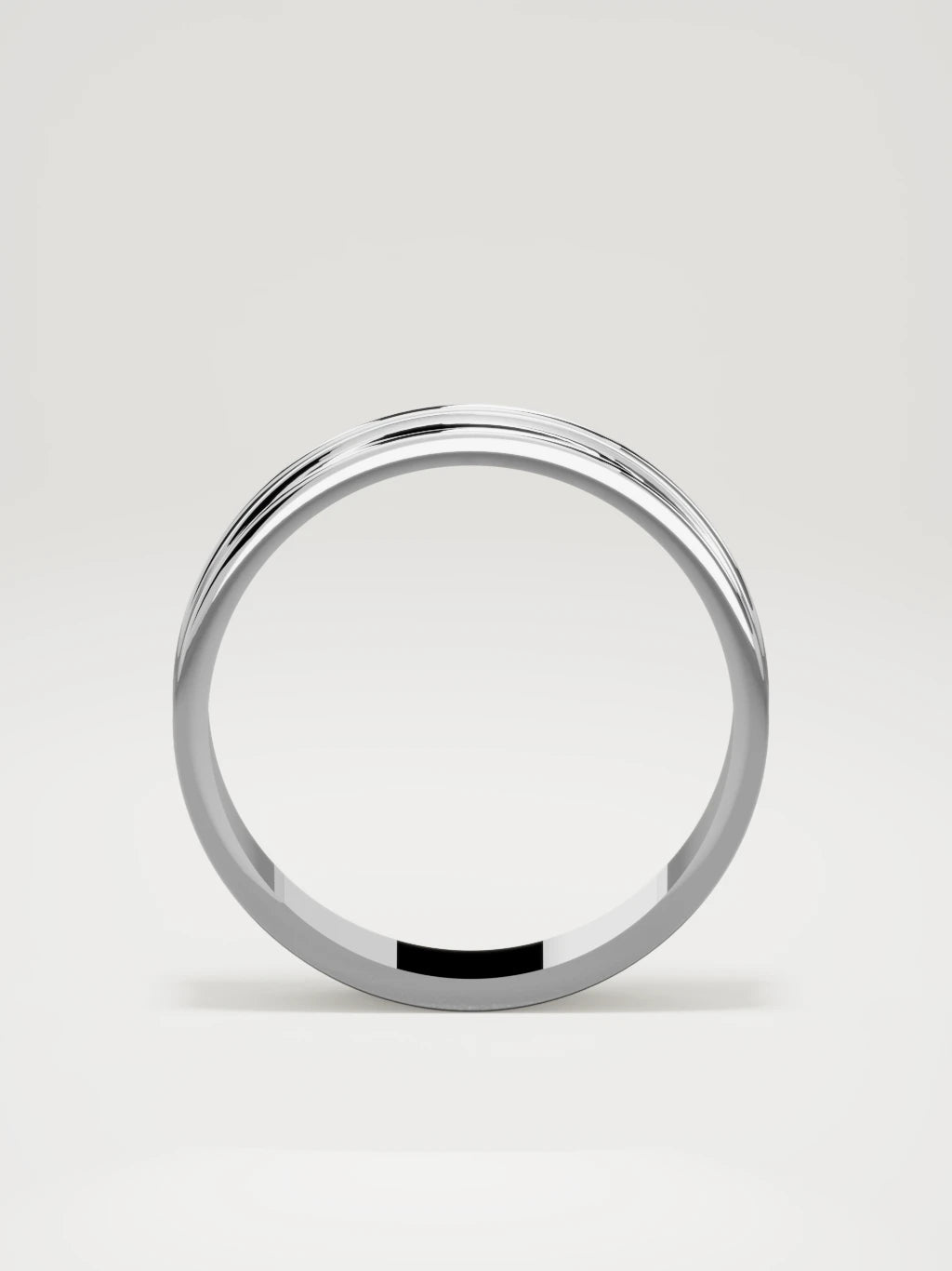 The Valle channel men's wedding band in 14K white gold, 5 mm, standing front view