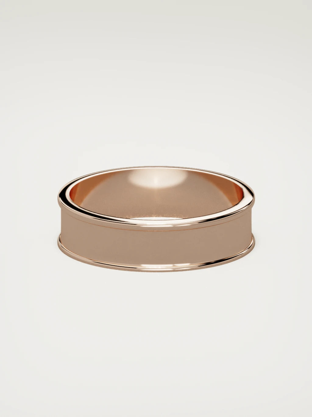 The Valle channel men's wedding band in 14K rose gold, 6 mm, back view