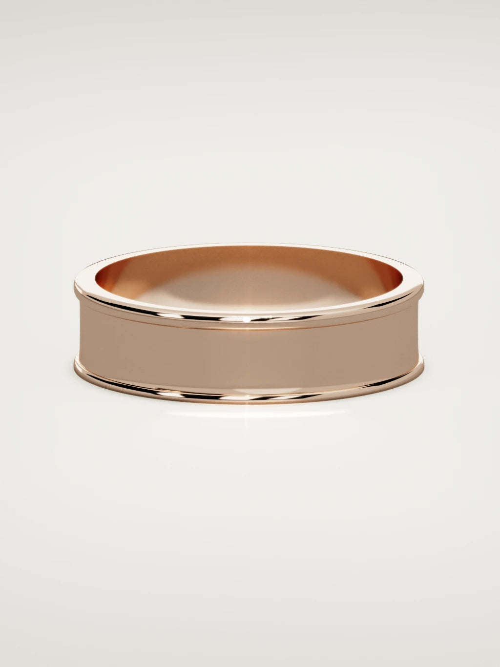 The Valle channel men's wedding band in 14K rose gold, 6 mm, front view