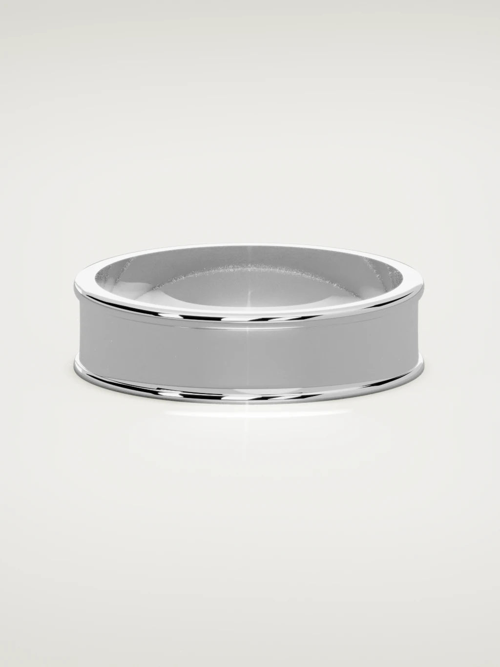 The Valle channel men's wedding band in 14K white gold, 6 mm, front view