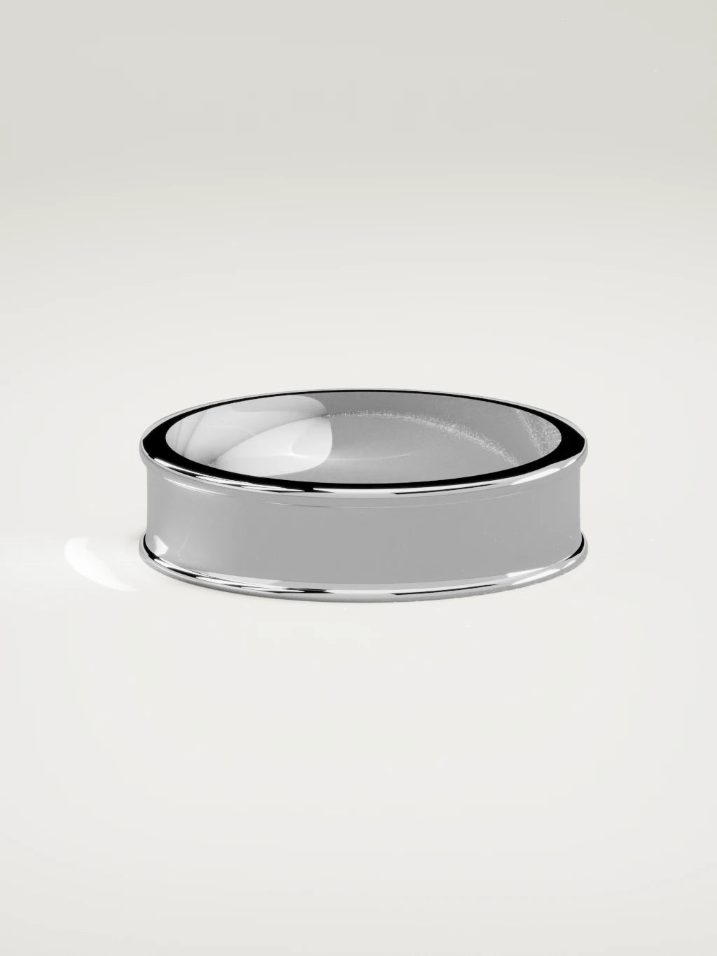 The Valle channel men's wedding band in 14K white gold, 6 mm, side view
