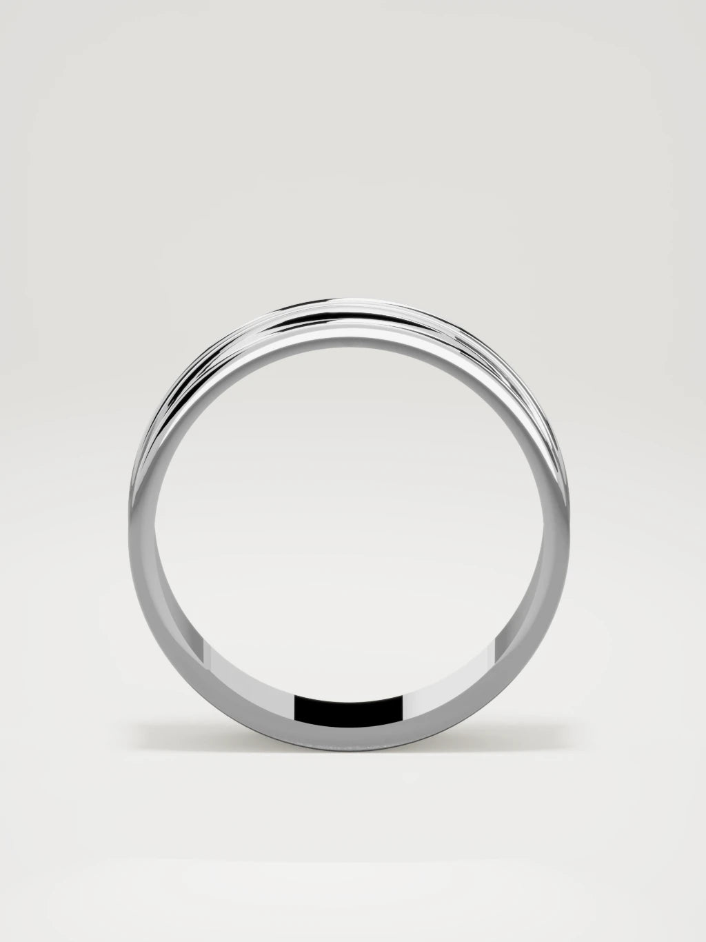 The Valle channel men's wedding band in 14K white gold, 6 mm, standing front view