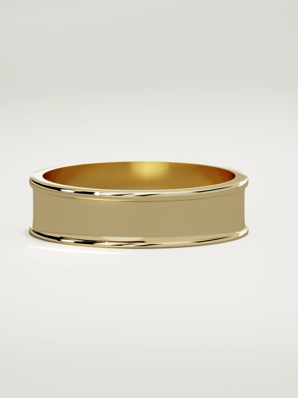 The Valle channel men's wedding band in 14K yellow gold, 6 mm, three-quarter view