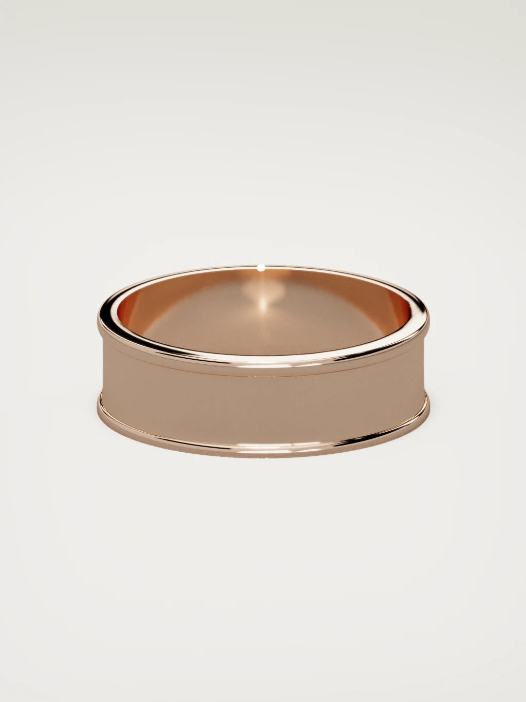 The Valle channel men's wedding band in 14K rose gold, 7 mm, back view