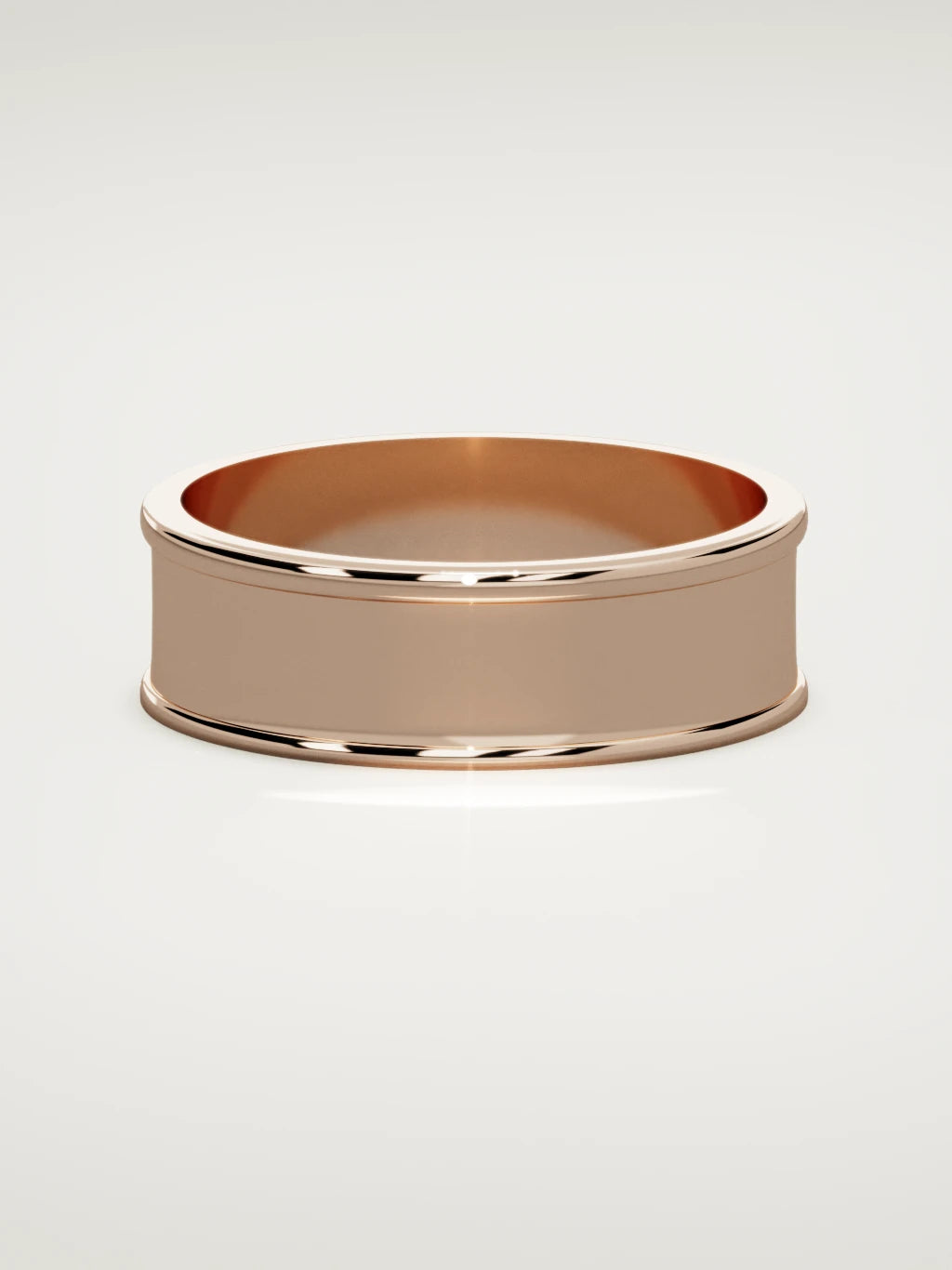 The Valle channel men's wedding band in 14K rose gold, 7 mm, front view
