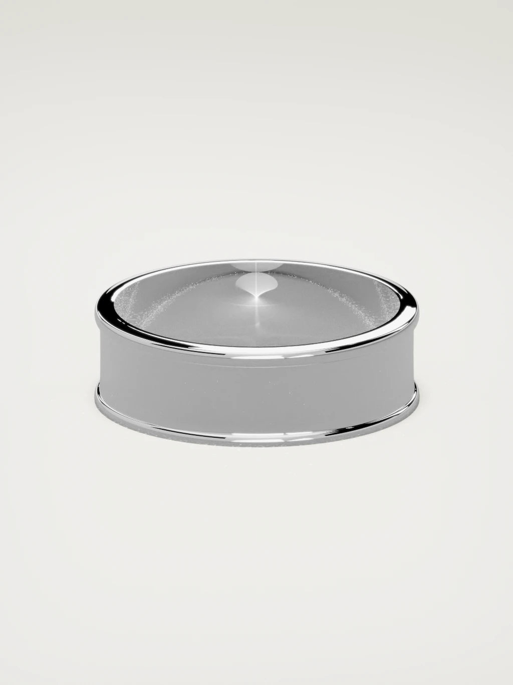 The Valle channel men's wedding band in 14K white gold, 7 mm, back view
