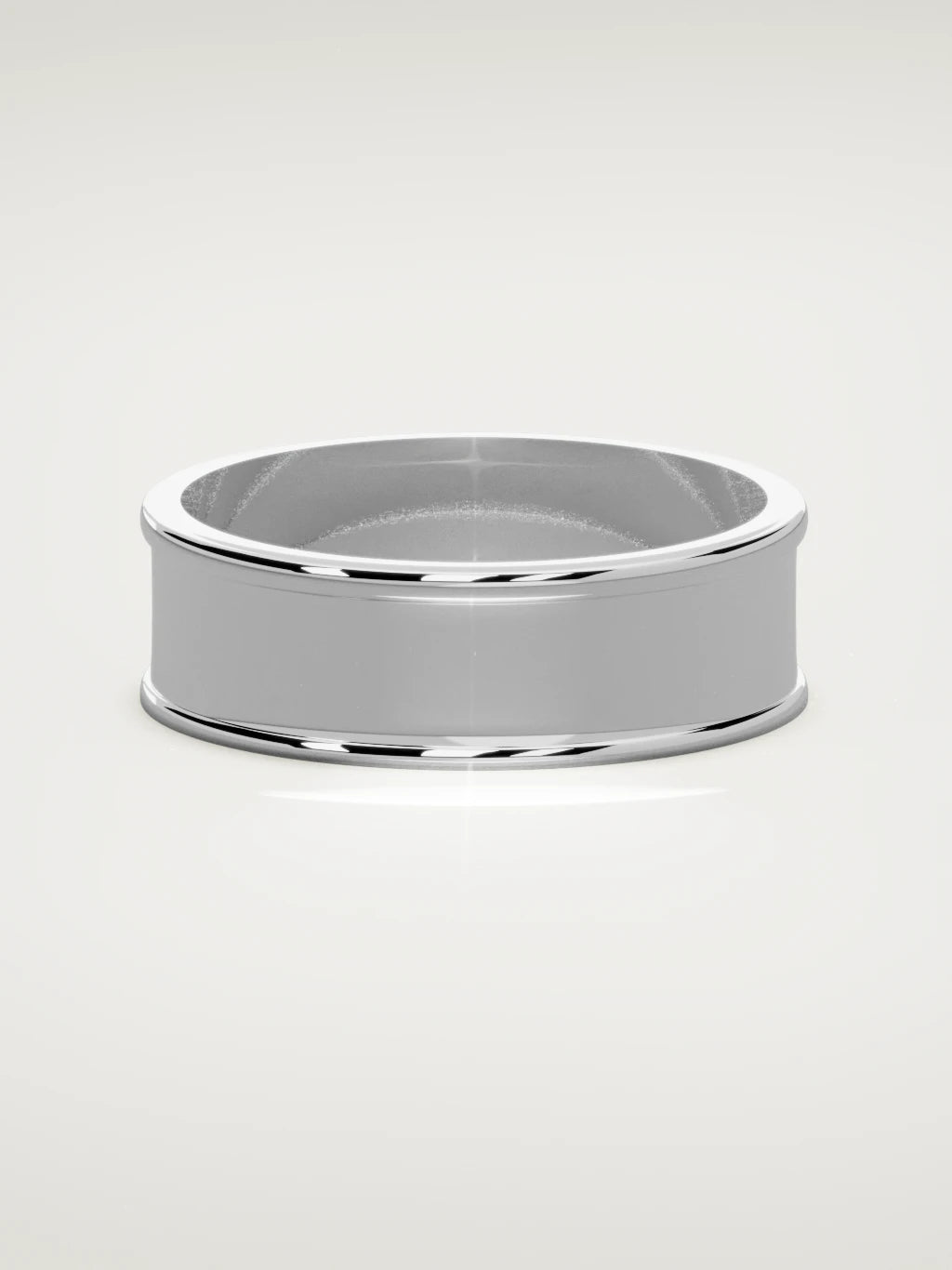 The Valle channel men's wedding band in 14K white gold, 7 mm, front view