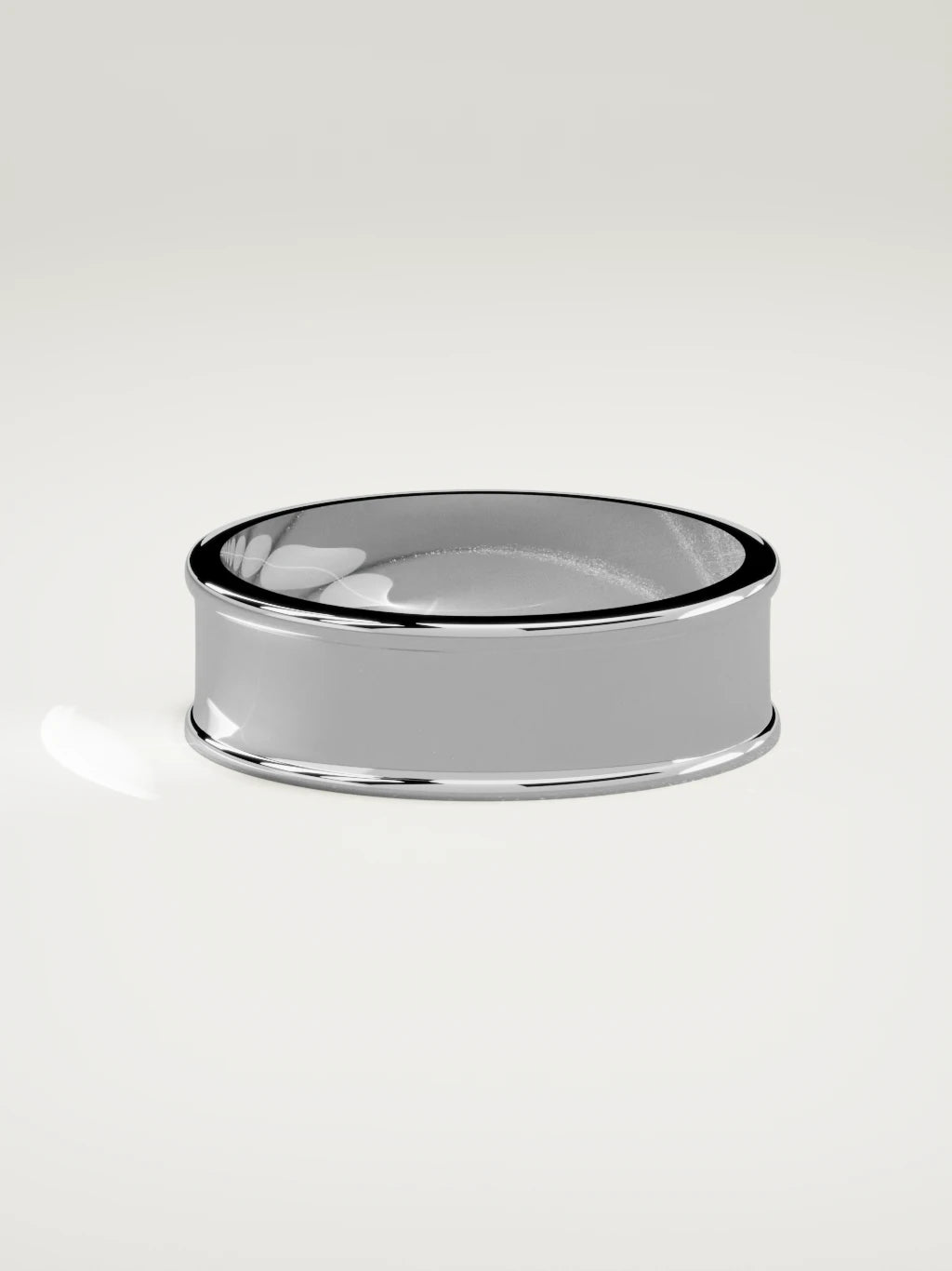 The Valle channel men's wedding band in 14K white gold, 7 mm, side view