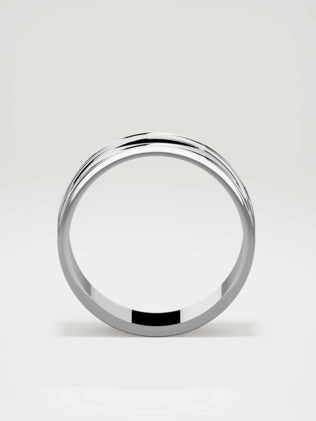 The Valle channel men's wedding band in 14K white gold, 7 mm, standing front view