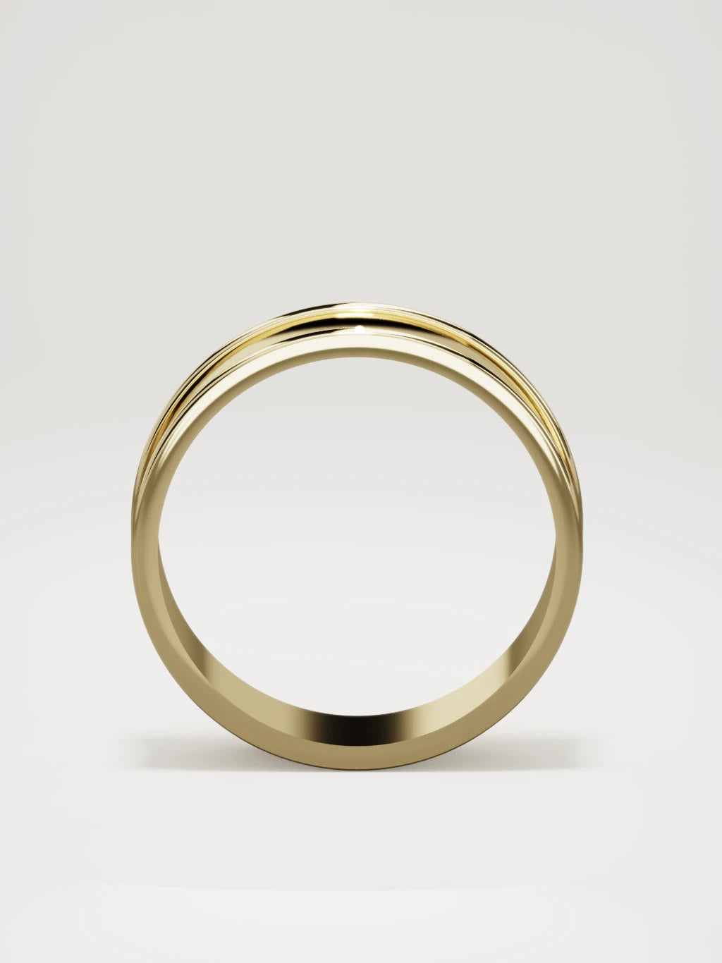 The Valle channel men's wedding band in 14K yellow gold, 7 mm, standing front view