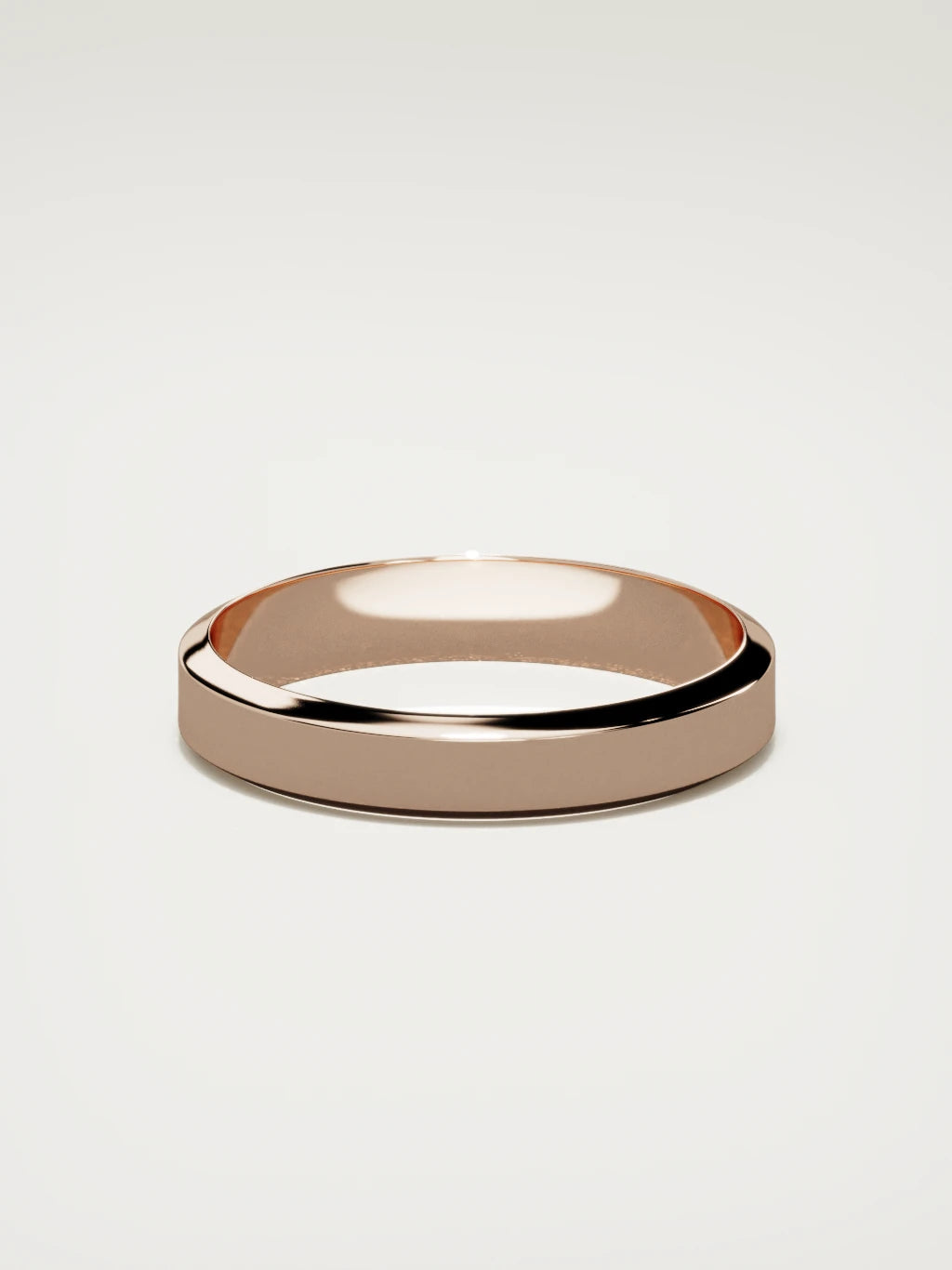 The Canto chamfered-edge men's wedding band in 14K rose gold, 4 mm, back view