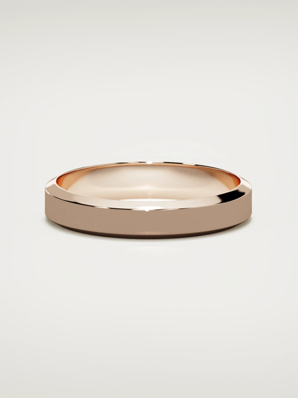 The Canto chamfered-edge men's wedding band in 14K rose gold, 4 mm, front view