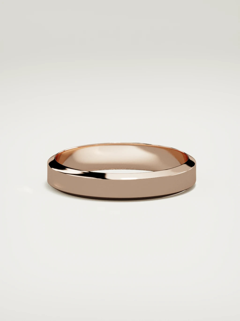 The Canto chamfered-edge men's wedding band in 14K rose gold, 4 mm, side view