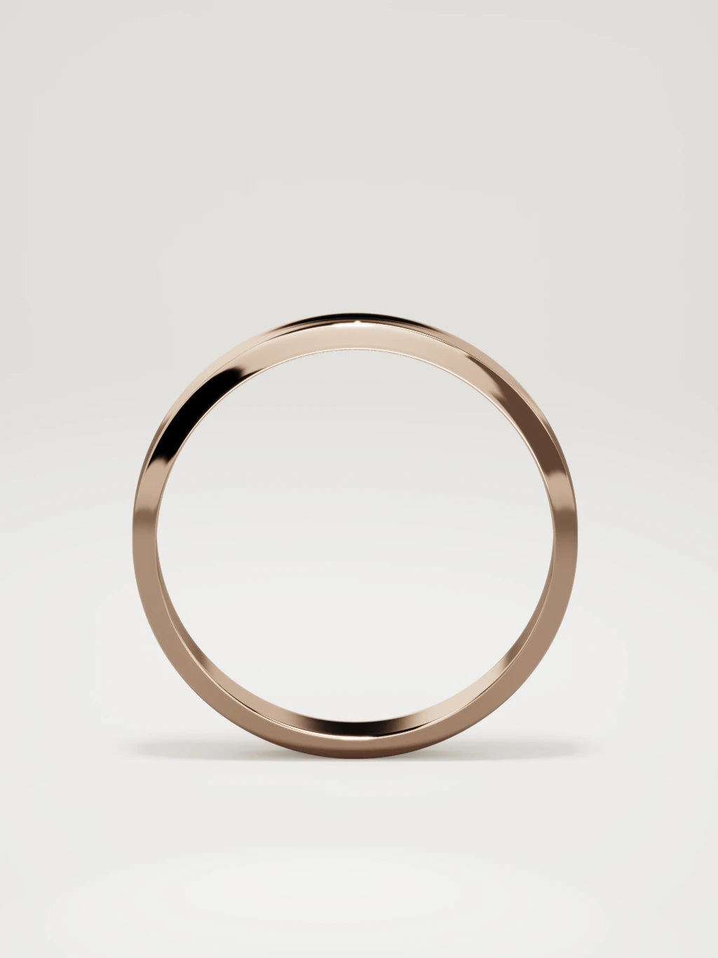 The Canto chamfered-edge men's wedding band in 14K rose gold, 4 mm, standing front view