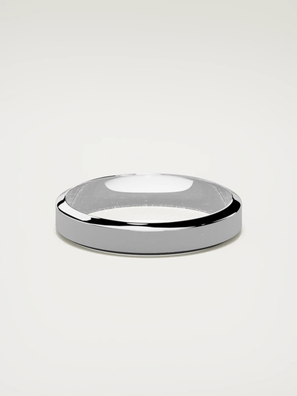 The Canto chamfered-edge men's wedding band in 14K white gold, 4 mm, back view