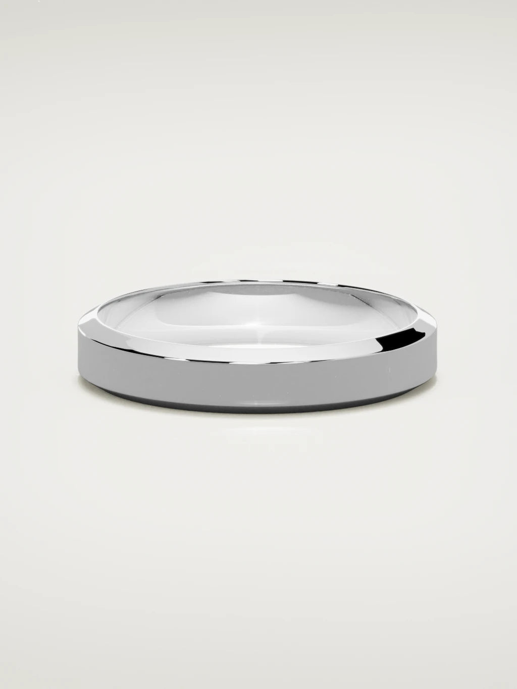 The Canto chamfered-edge men's wedding band in 14K white gold, 4 mm, front view