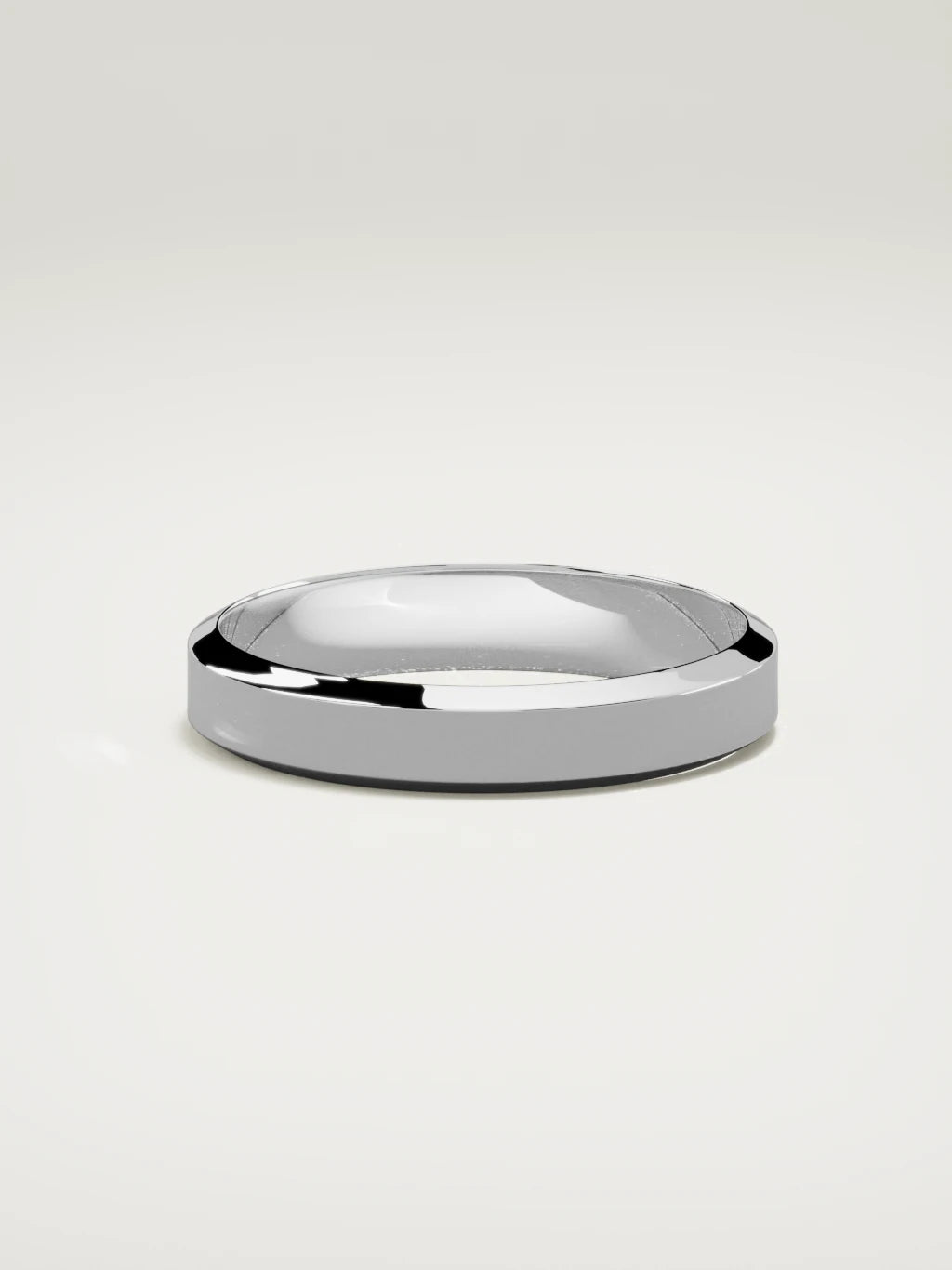The Canto chamfered-edge men's wedding band in 14K white gold, 4 mm, side view