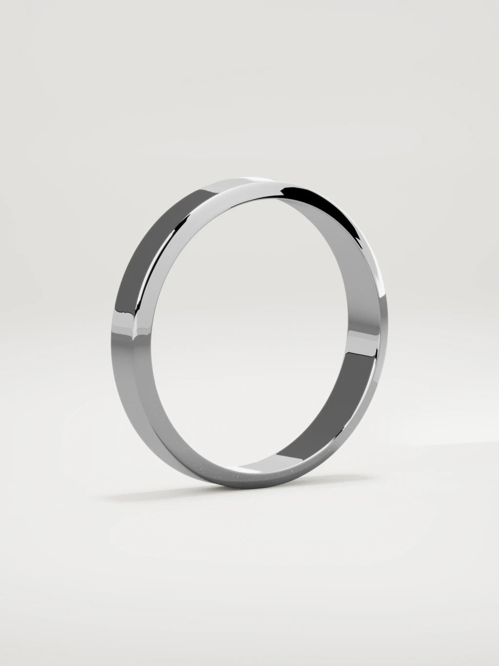 The Canto chamfered-edge men's wedding band in 14K white gold, 4 mm, standing three-quarter view