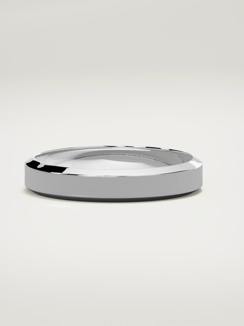The Canto chamfered-edge men's wedding band in 14K white gold, 4 mm, three-quarter view