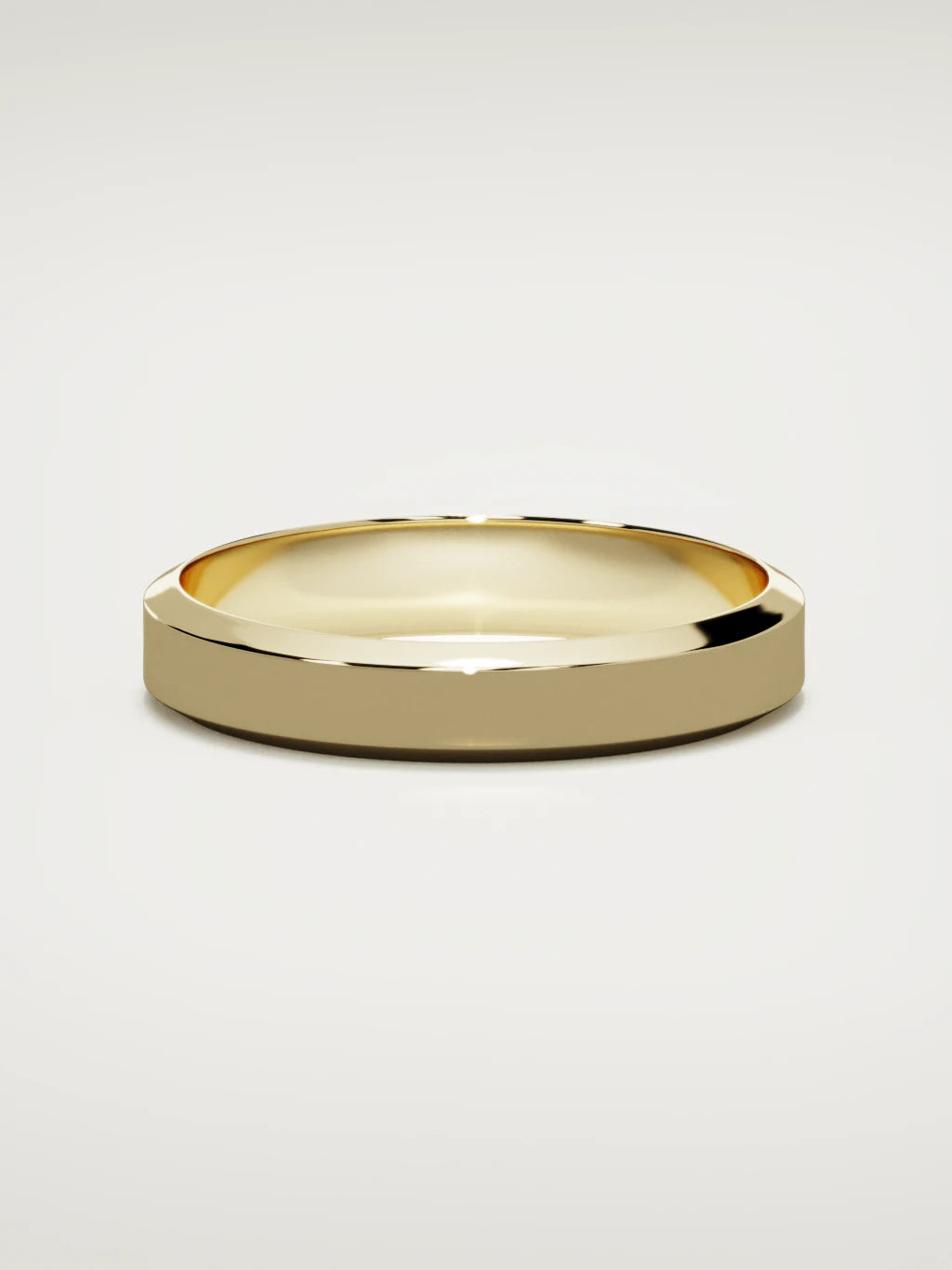 The Canto chamfered-edge men's wedding band in 14K yellow gold, 4 mm, front view