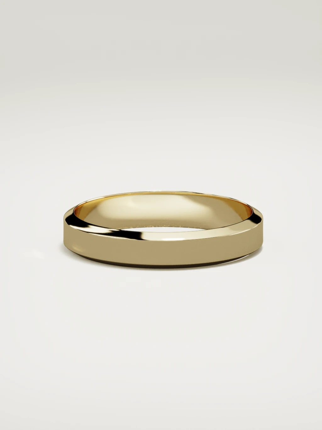 The Canto chamfered-edge men's wedding band in 14K yellow gold, 4 mm, side view