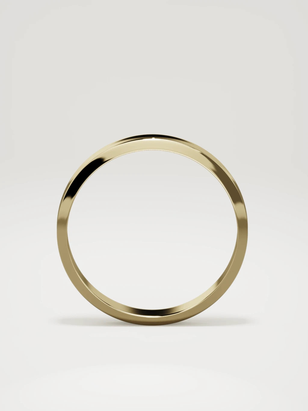 The Canto chamfered-edge men's wedding band in 14K yellow gold, 4 mm, standing front view