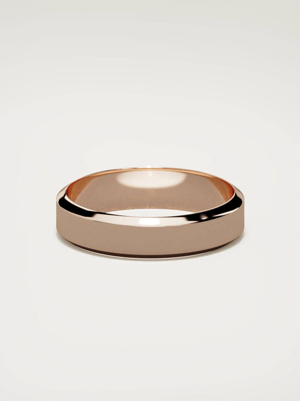 The Canto chamfered-edge men's wedding band in 14K rose gold, 5 mm, back view