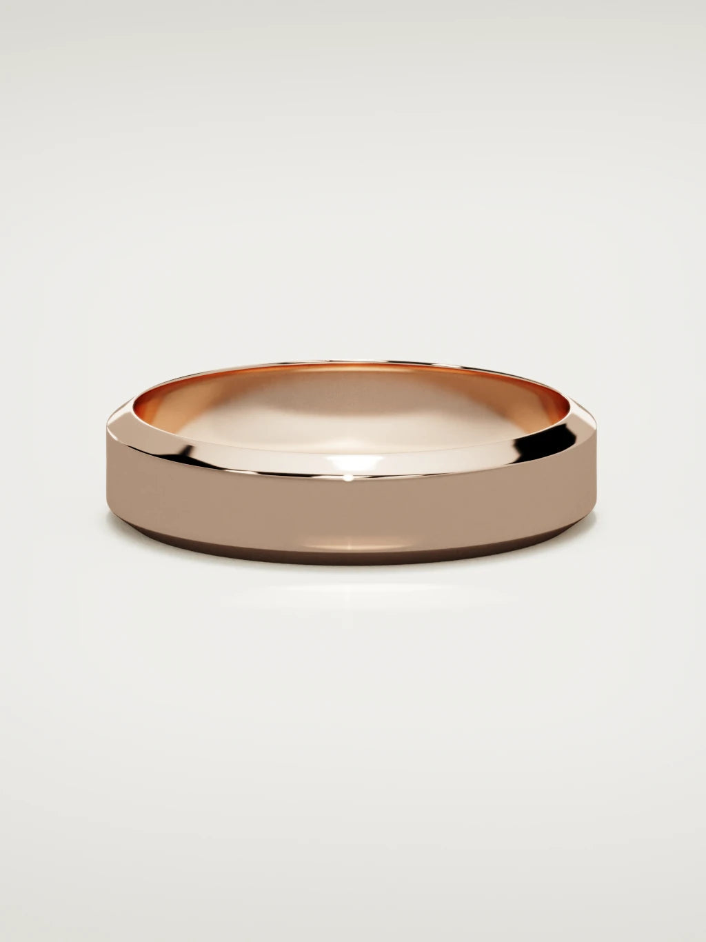 The Canto chamfered-edge men's wedding band in 14K rose gold, 5 mm, front view