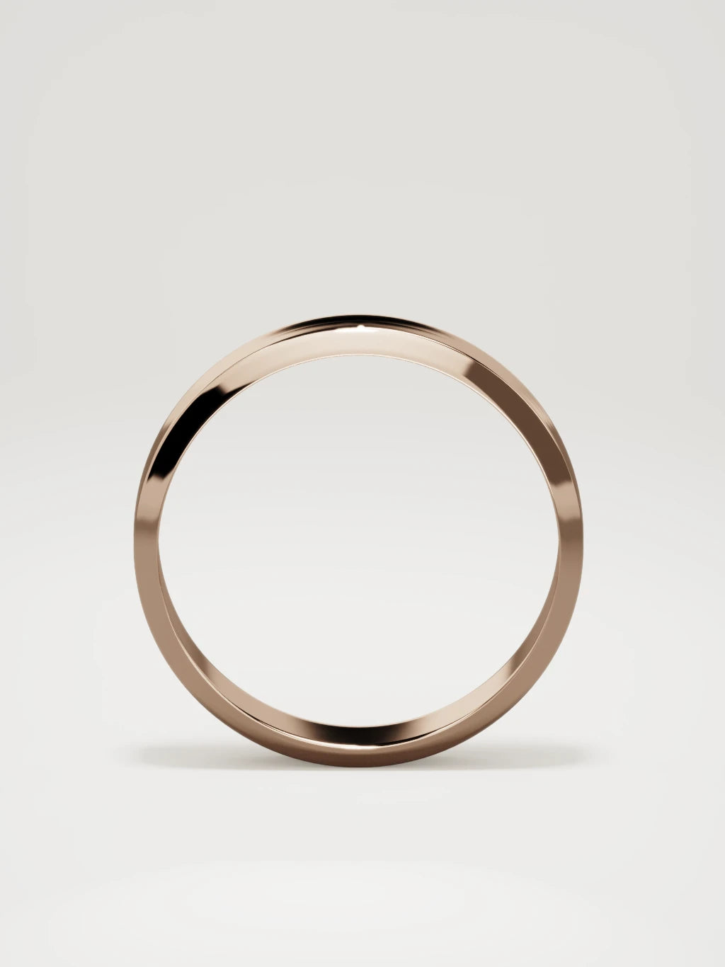 The Canto chamfered-edge men's wedding band in 14K rose gold, 5 mm, standing front view