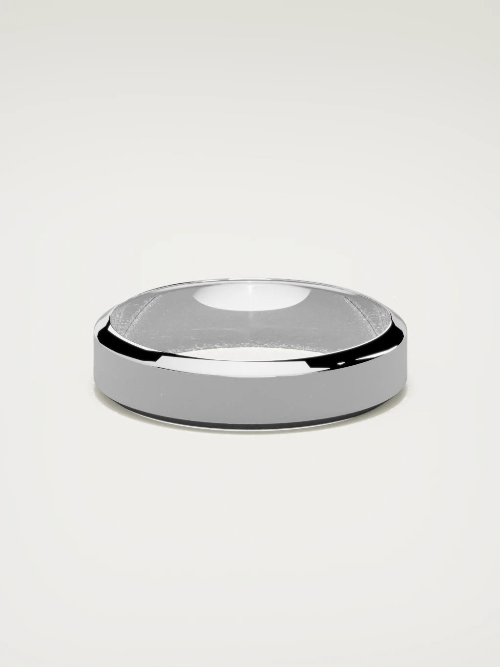 The Canto chamfered-edge men's wedding band in 14K white gold, 5 mm, back view