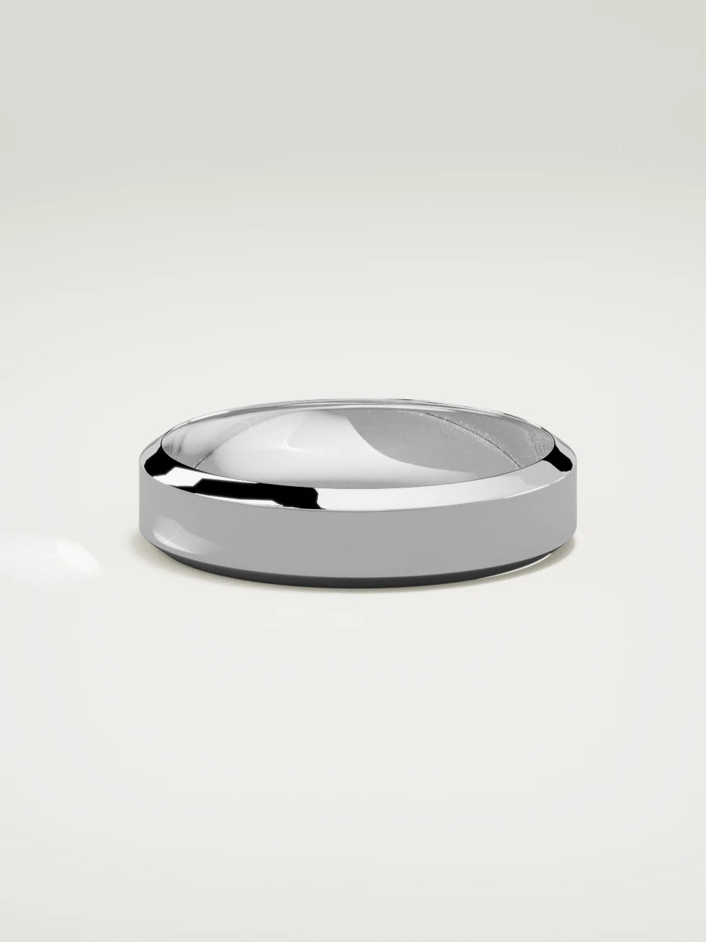 The Canto chamfered-edge men's wedding band in 14K white gold, 5 mm, side view