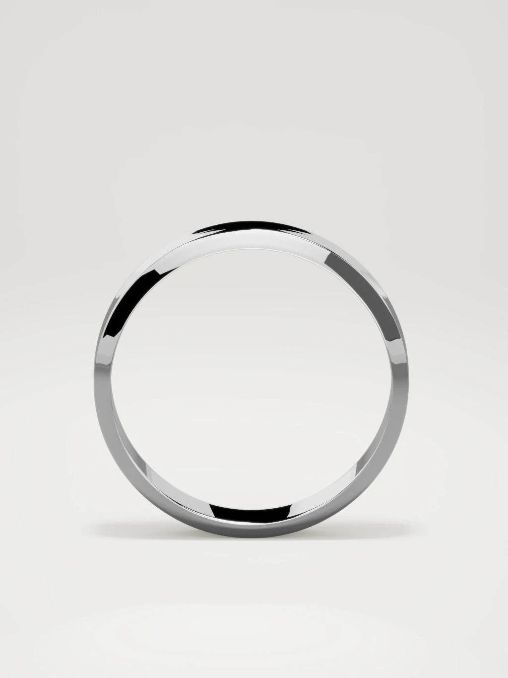 The Canto chamfered-edge men's wedding band in 14K white gold, 5 mm, standing front view