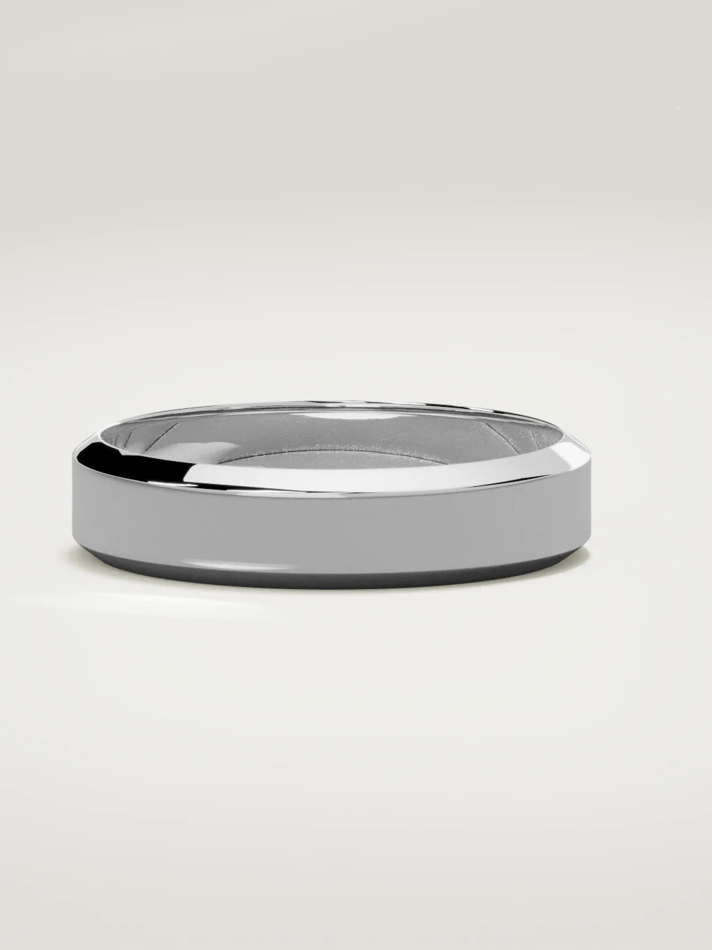 The Canto chamfered-edge men's wedding band in 14K white gold, 5 mm, three-quarter view
