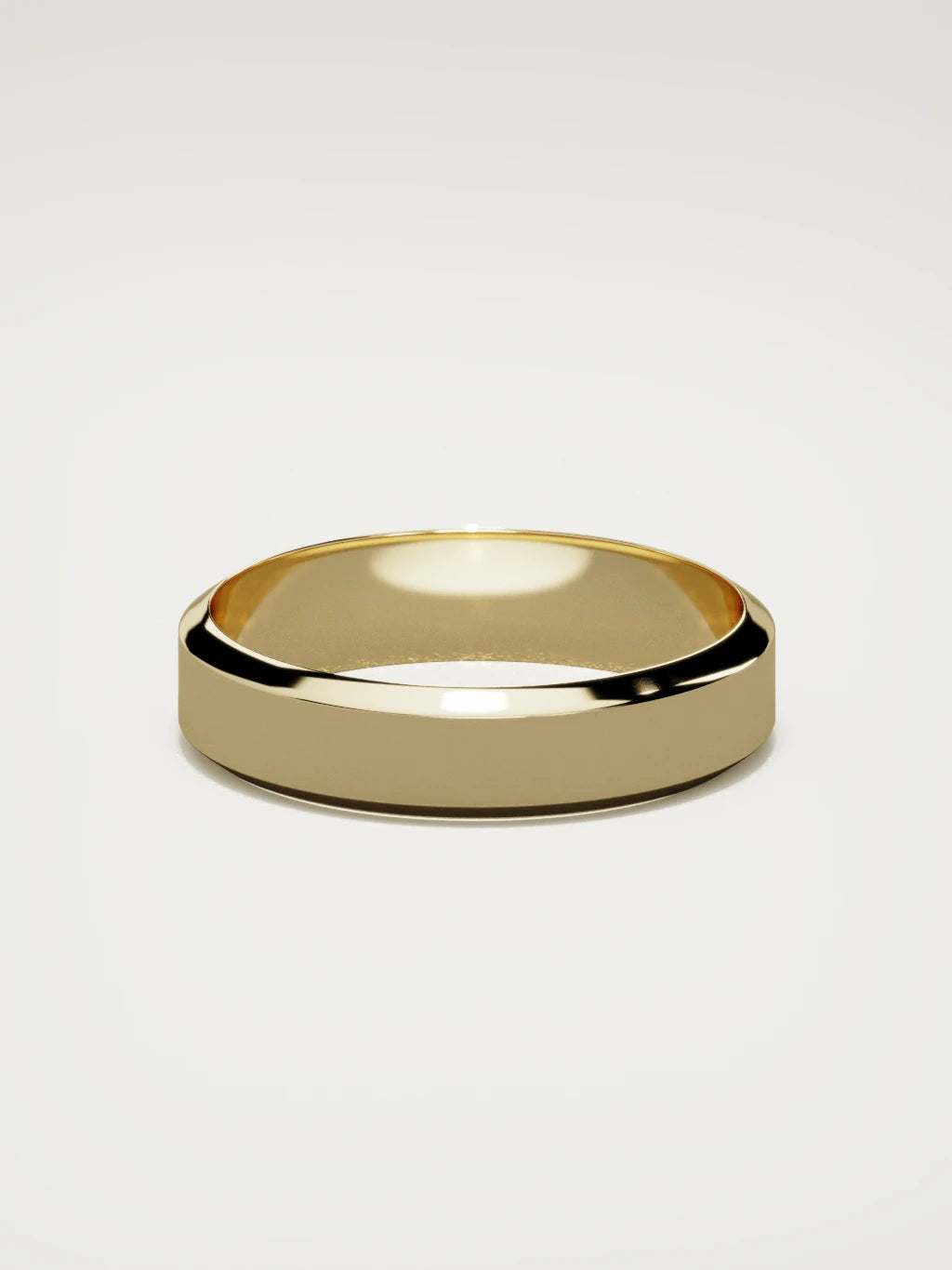 The Canto chamfered-edge men's wedding band in 14K yellow gold, 5 mm, back view